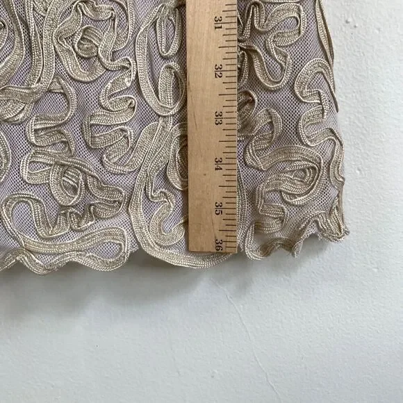 Sundance Soutache Dress Tan Cream Size XS Petite Lace Ribbon Wedding Guest Party - Picture 7 of 16